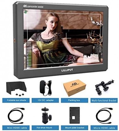 Lilliput 665/O 7" Video Camera-top Monitor For Full HD Camera, With HDMI Input,Output+hot Shoe Mount+2 PC Plate