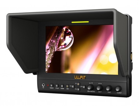 Lilliput 663/S2,7 inch 16:9 Metal Framed LED Field Monitor With 3G-SDI, HDMI, YPbPr (via BNC), Composite Video And Collapsible Sun Hood. Optimised For Full HD Camcorder