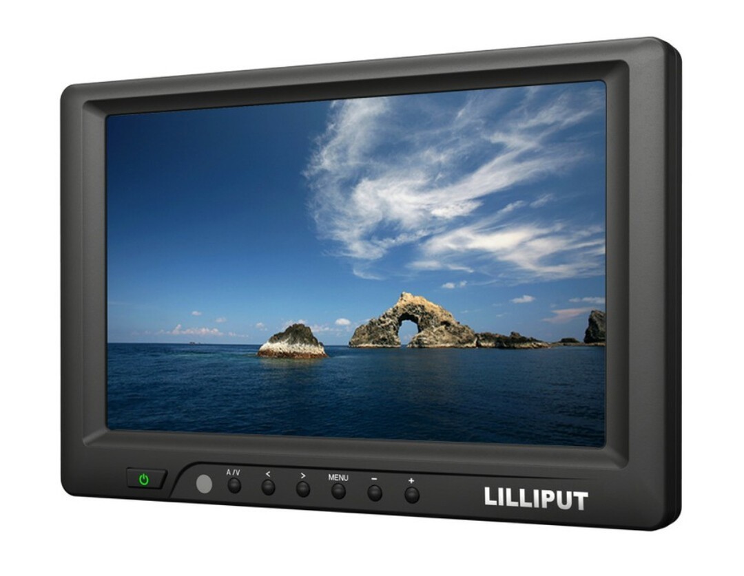 Lilliput 7" 669GL-70NP/C HDMI, DVI VGA Monitor, del montaje del zapato + Sun Capucha para DSLR Cámara